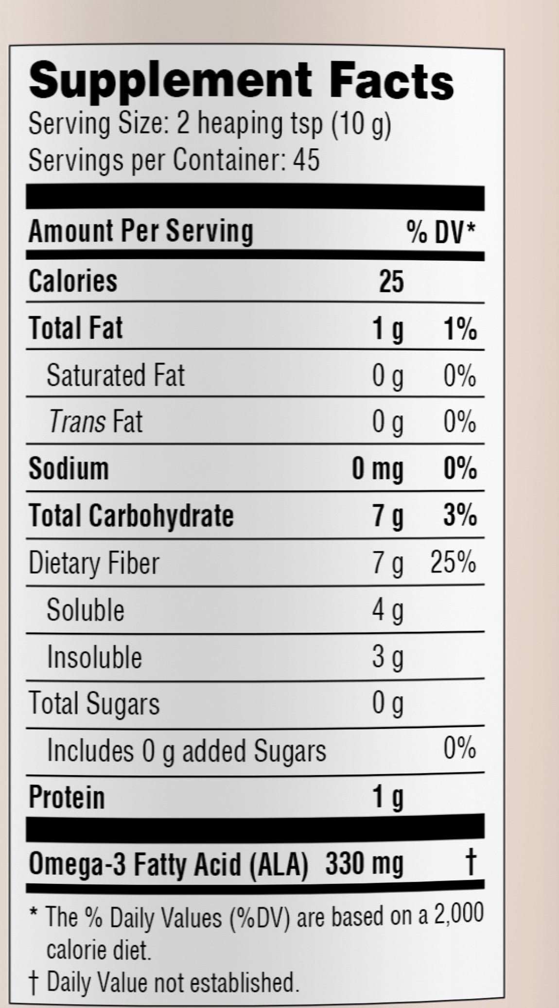 Supplement Facts, ChiaMucil Unflavored; full text below